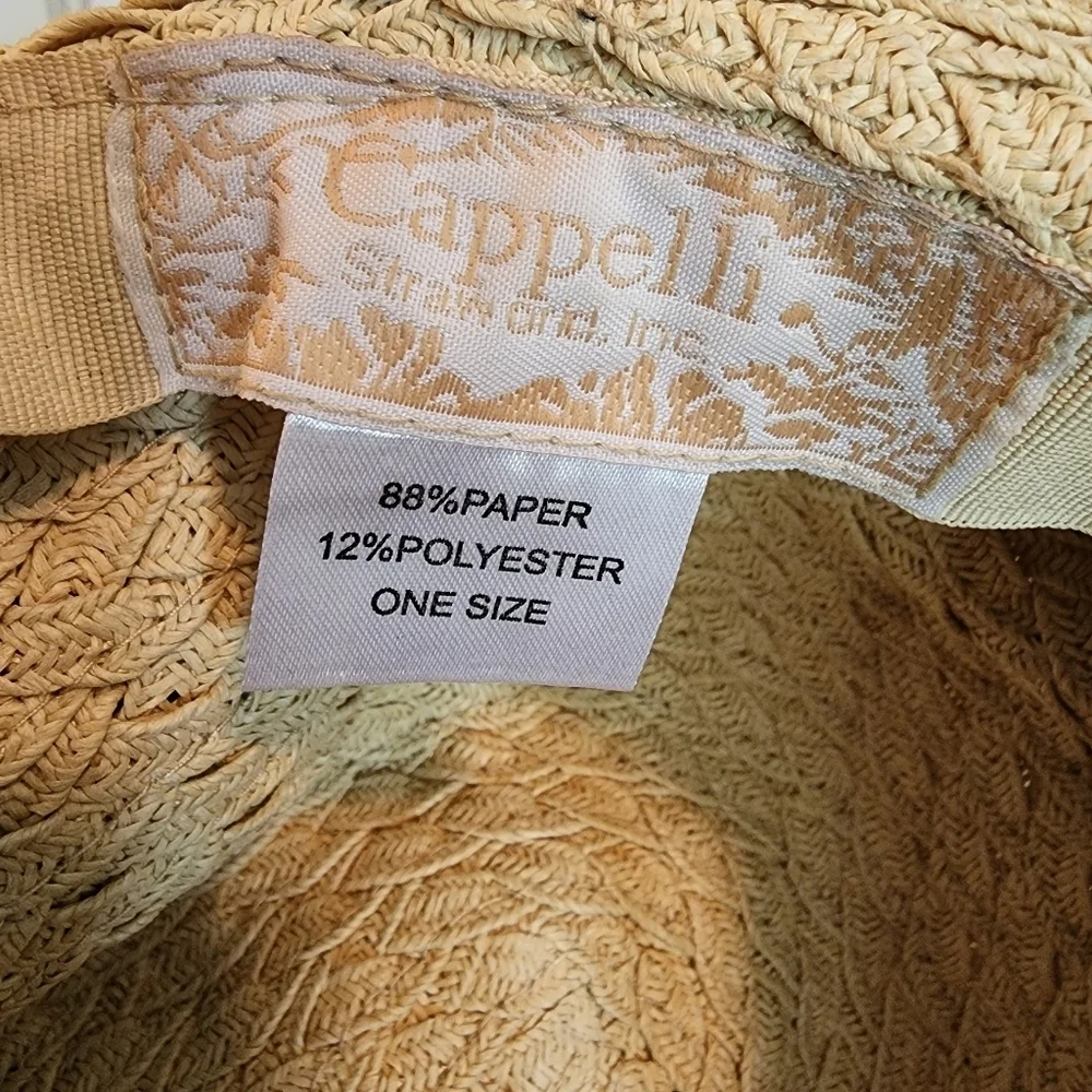 Cappelli Tan Straw braided wide brim sun hat OSFM